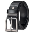 thumbnail image 1 of Maikun Belt for Men Vintage Genuine Leather Belts Black Belt Retro Silver Belt Buckle fit for waist size 49" and below, 1 of 5