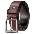 thumbnail image 1 of Maikun Belt for Men Vintage Genuine Leather Belts Brown Belt Retro Silver Belt Buckle fit for waist size 37" and below, 1 of 5