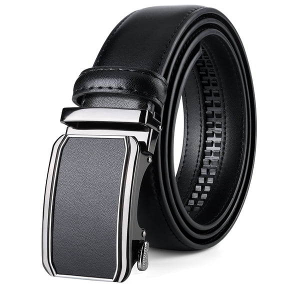 Maikun Leather Belt for Men Automatic Buckle Ratchet Belt Quick Release Adjustable Dress Casual Belts