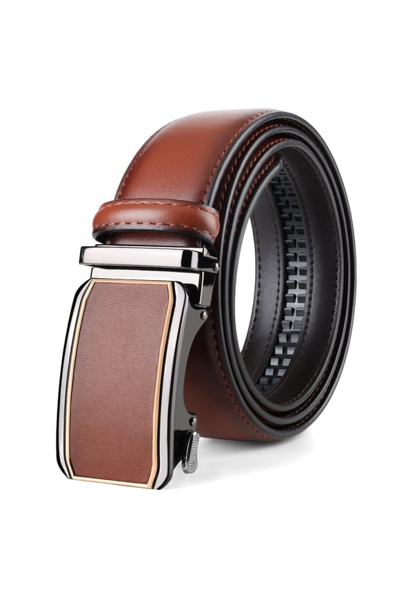 Leather Belt for Men Automatic Buckle Quick Release Adjustable Dress Casual Belts