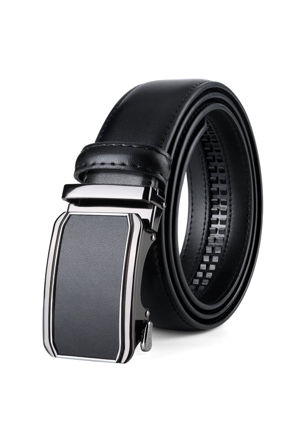 Leather Belt for Men Automatic Buckle Ratchet Belt Quick Release Adjustable Dress Casual Belts