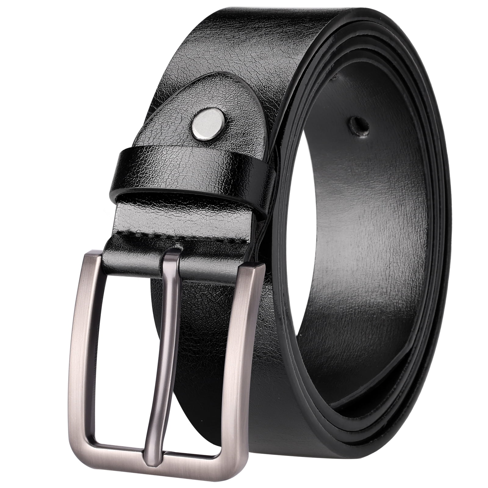 mens black belt with silver buckle