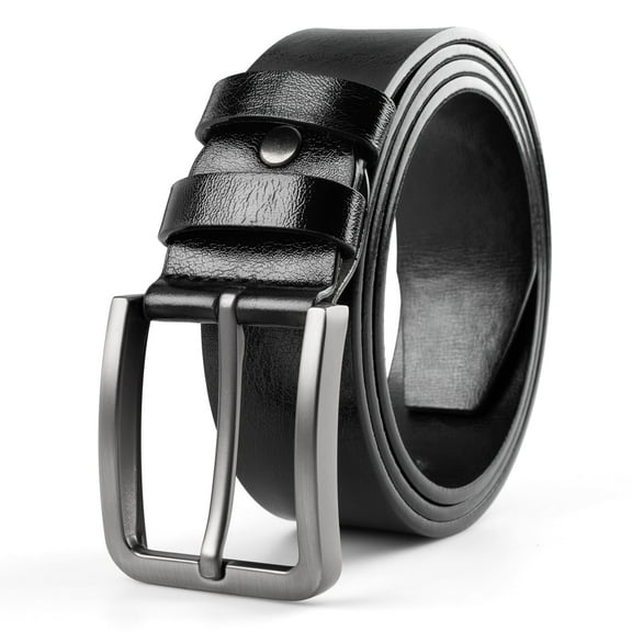 Maikun Men Belts Black Belt Silver Buckle Leather Belt for Mens Casual Dress Belt