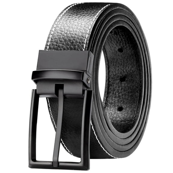 Maikun Men Belts Reversible Leather Belt Reverse for 2 Sides Dress Casual Belts for Men Fit for Waist Size 34-36"