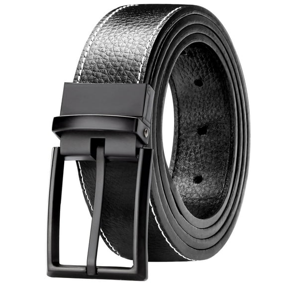 Maikun Men Belts Reversible Leather Belt Reverse for 2 Sides Dress Casual Belts for Men Fit for Waist Size 42-44"