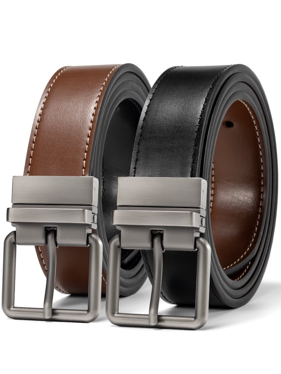 Men's Belt Reversible Leather Belts for Men One Belt Reverse For 2 Sides Classic Dress Casual Belts