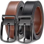 Men's Reversible Leather Belt, Double Sided Black and Cognac Dress Belt for Men, Adjustable Casual Business Belt for Jeans and Suit Pants