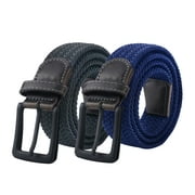 Maikun Mens Belt, Elastic Belt for Men, Braided Black&Blue Belt