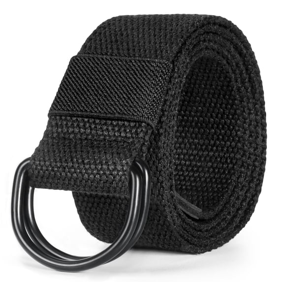 Maikun Mens & Womens Canvas Belt with Black D-ring Casual Belt Black Letter D Belt Buckle fit for waist size 43" and below