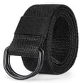 thumbnail image 1 of Maikun Mens & Womens Canvas Belt with Black D-ring Casual Belt Black Letter D Belt Buckle fit for waist size 47" and below, 1 of 6