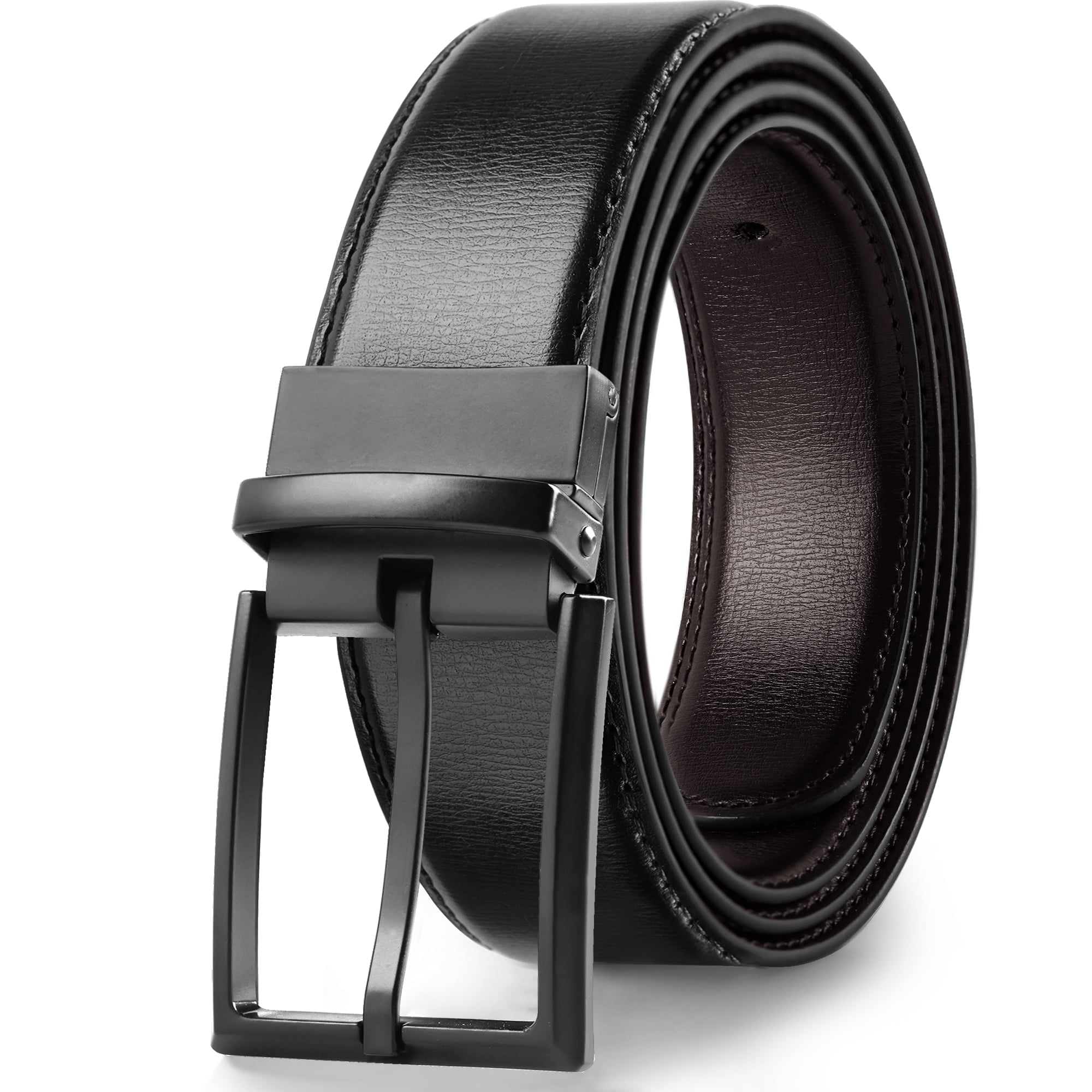 Reversible Men's Belt Black/Brown, 360° Rotating Buckle, Thick Leather ...