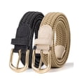 thumbnail image 1 of Maikun Women Belts Elastic Braided Woven Belt for Women 2pc Black Khaki Belt for Casual, 1 of 7