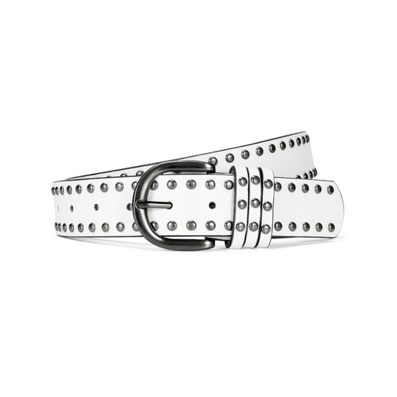 Maikun Women Belts Rivets Belts for Jeans Pants Dresses Studded White Belt Women