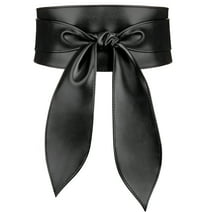 Maikun Womens Obi Belts Black Wrap Wide Leather Belts for Women Fit for Waist Size 36"-43"