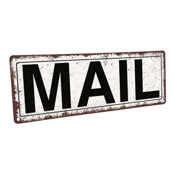 Mail 4"x12" Metal Sign, Wall Décor for Home and Office
