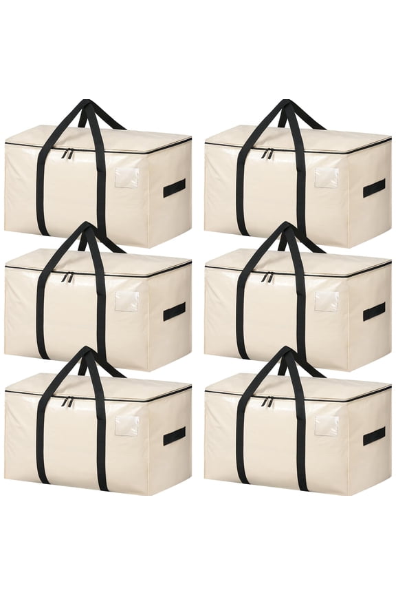 Mail Bags & Transit Sacks Beige 6 Pack Moving and Storage Totes