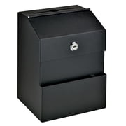 Mail Boss Comment Boss 8100 Locking Steel Suggestion Box - Key Drop Box - Collection Box - Donation Box - Ballot Box - with 25 Suggestion Cards Black