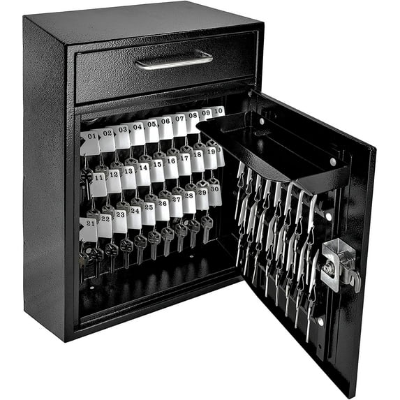 Mail Boss Heavy Duty Grade Steel High Security Adjustable Key Cabinet, Black