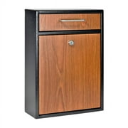 Mail Boss Locking Security Drop Box, 16-1/4"H x 11-1/4"W x 4-3/4"D, Black/Wood Grain