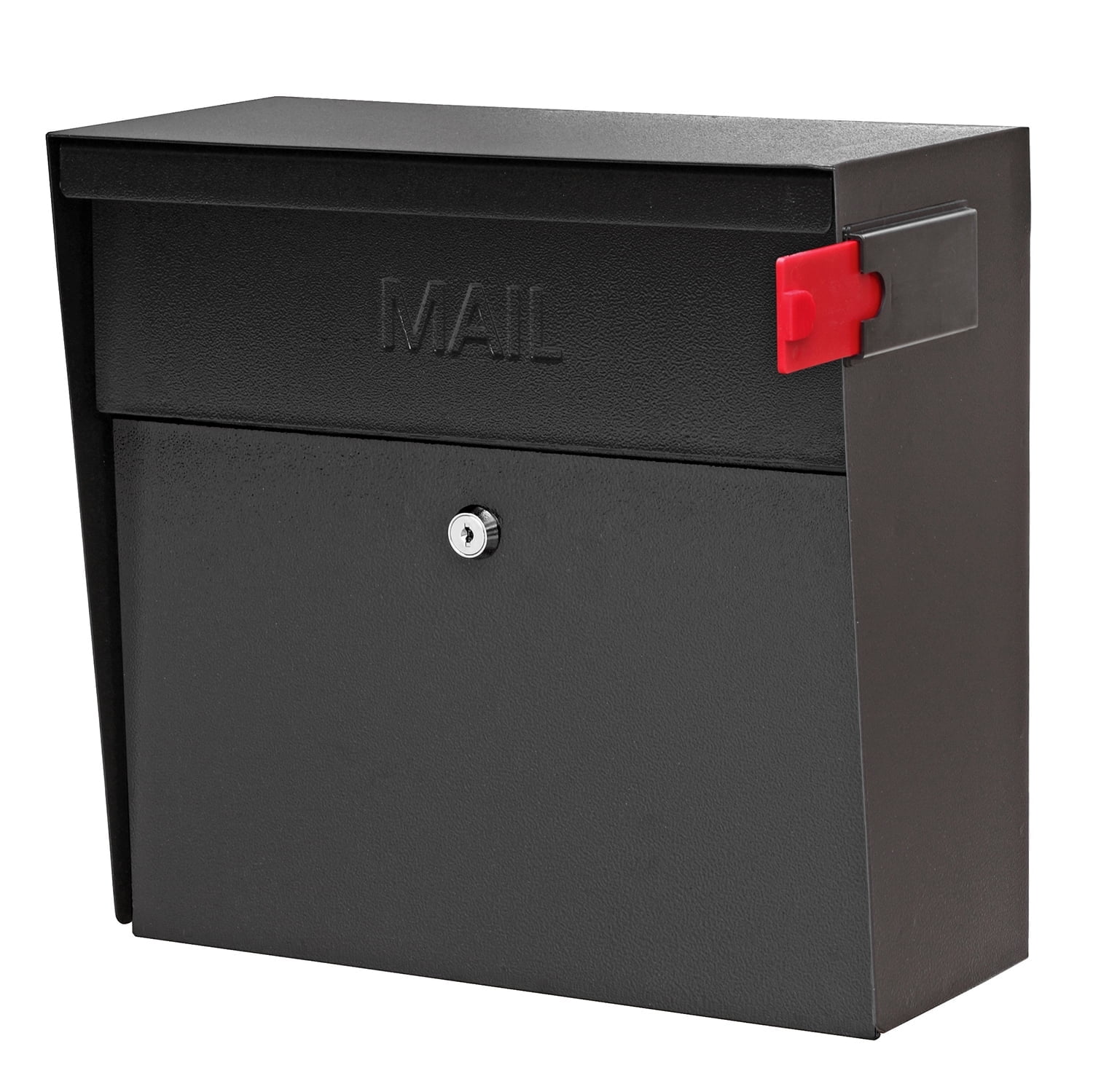 Black Steel Lockable Wall-Mounted Security Mailbox