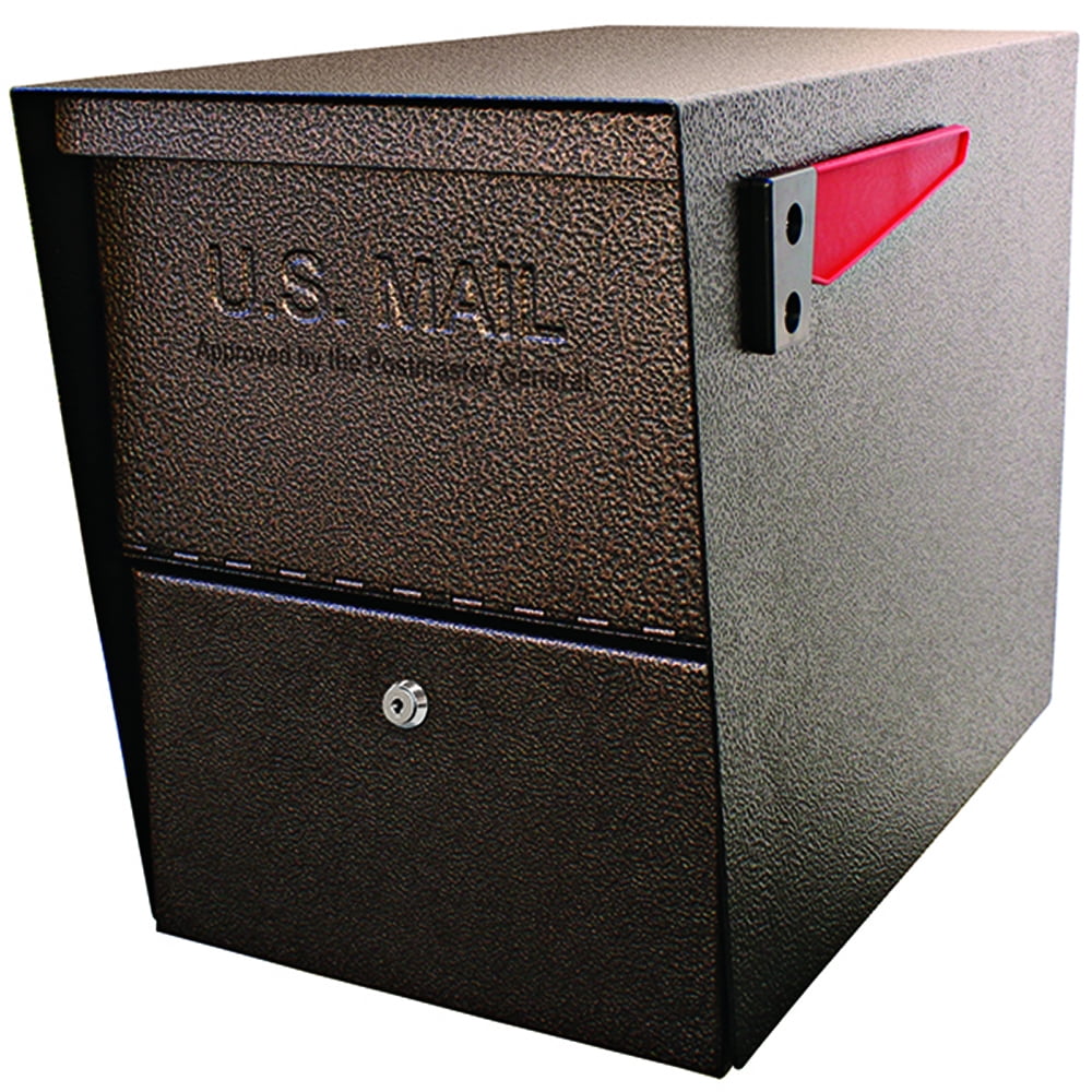 Bronze Lockable Steel Post-Mount Security Mailbox
