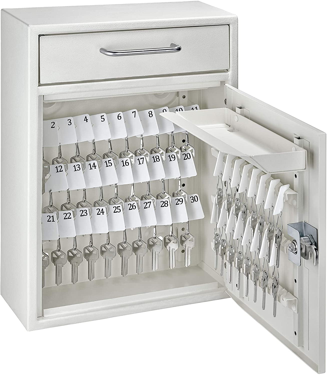 White Granite Steel Wall-Mount Security Key Cabinet with Lock