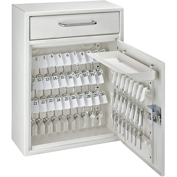 Mail Boss Steel Locking Security 105 Position Key Cabinet Dropbox Lock, White