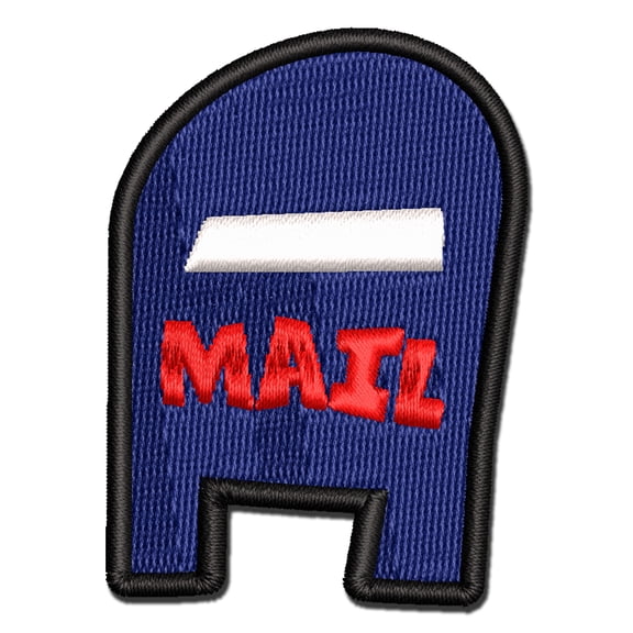 Mail Box Doodle Applique Multi-Color Embroidered Iron-On Patch - 3 Inch Medium