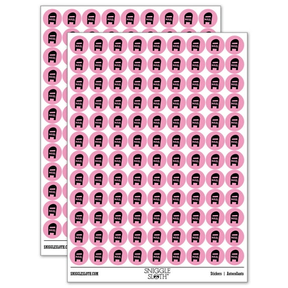 Mail Box Doodle 200+ Round Stickers - Light Pink - Gloss Finish - 0.50" Size