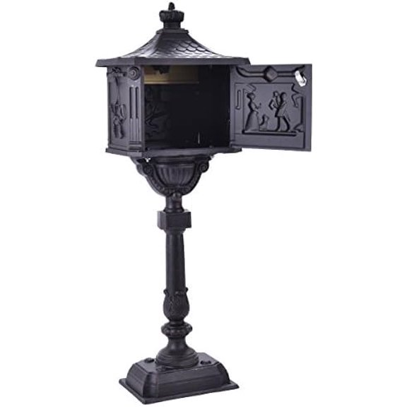 Mail Box Heavy Duty Mailbox Postal Box Security Cast Aluminum Vertical Pedestal (Black)$$Tools & Hardware Other