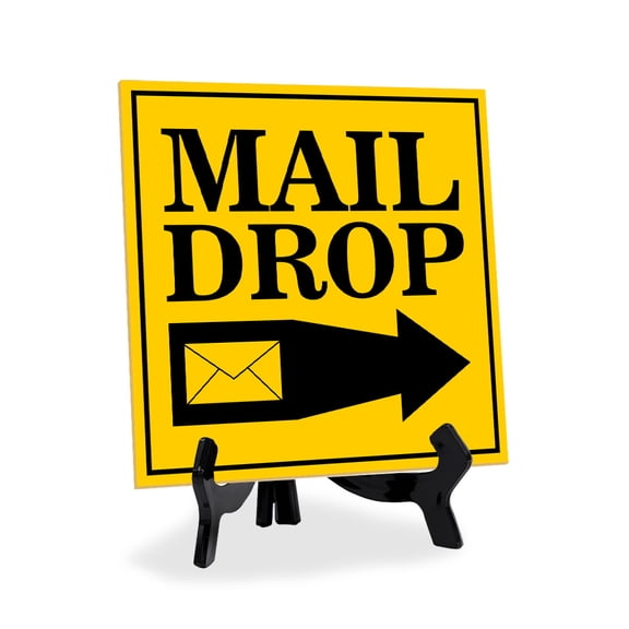 Mail Drop 5"x 5" Square Table Sign With Acrylic Easel | Home & Office Decor