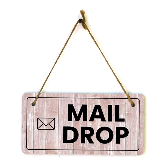 Mail Drop | Rustic Red Wood 5 x 10" Hanging Sign