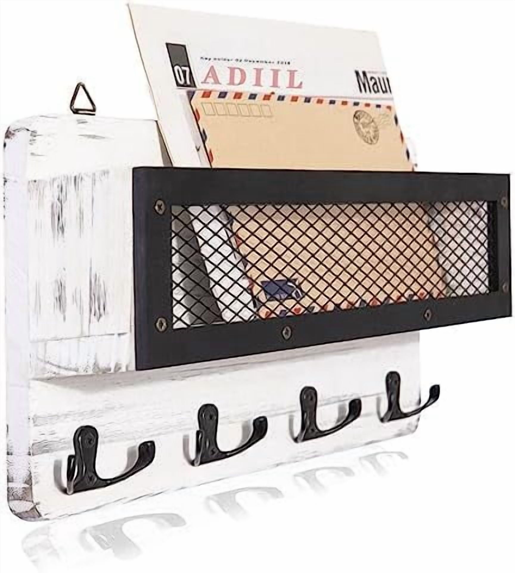 Mail and Key Holder for Wall Decorative, Wooden Wall Mount Key Rack ...