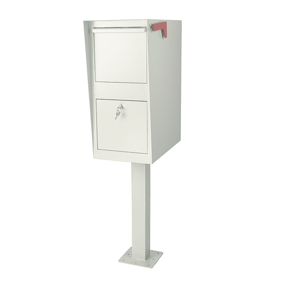 Pochar Curbside Locking Security Mailbox with Top Mount In-Ground Post, Rust Resistant