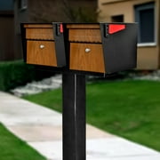QCBF Locking Wall-Mount Mailbox – Key-Lock Secure, Large Capacity 11.8x8.6x2.7 Inch, Rust-Resistant Black Steel For Outside Use