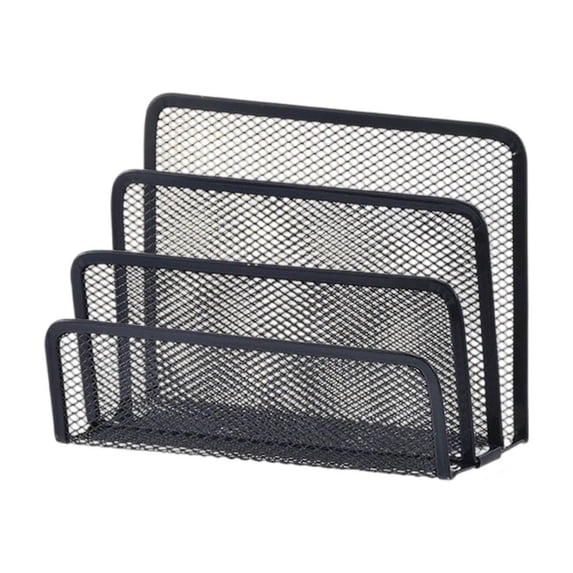 Mail Organizer for Desk, 3 Slot Metal Mesh Mail Holder Countertop, Letter Sorter File Holder, Office Envelope Organizer for Mails, Bills, Documents, Home Office Supplies (Black)
