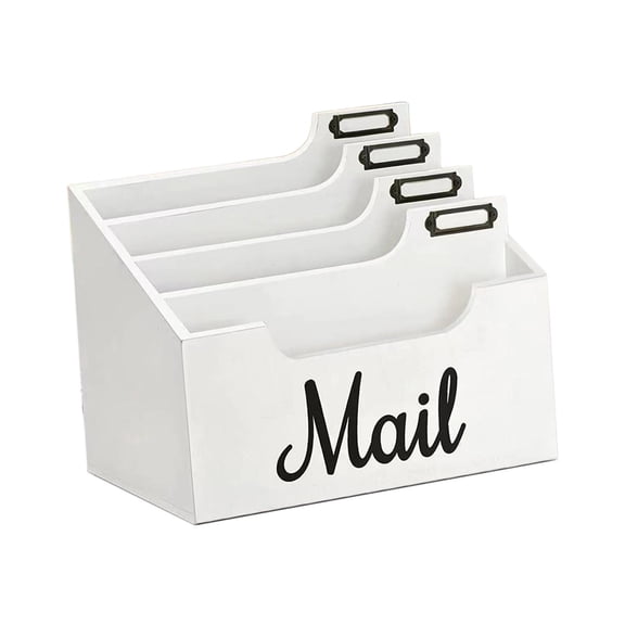Mail Organizer Letter Sorter Envelope Holder Rustic Wood Design Large Capacity Home Office Desk Use