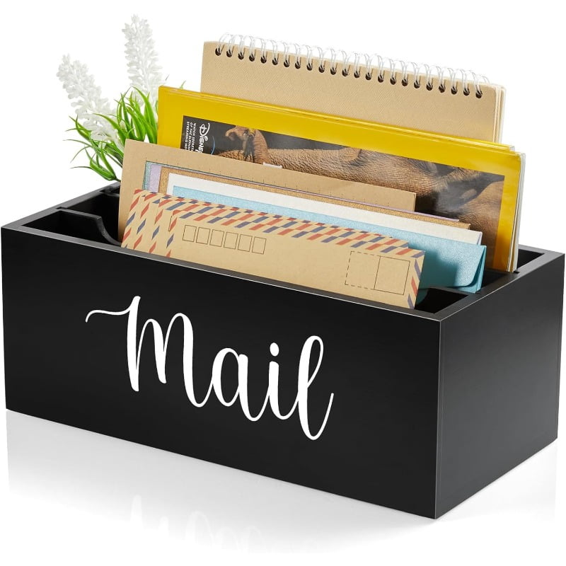 Mail Organizer, Mail Holder with 2 Slots, Mail Basket for Wall Table