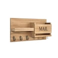 thumbnail image 1 of Mail Organizer for Wall Mount – Key Holder and Letter Holder with Hooks for Hallway, Farmhouse Decor – Rustic Wood with Flush Mounting Hardware, 16.5In(Khaki), 1 of 6