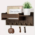 thumbnail image 1 of Mail Organizer for Wall Mount – Key Holder with Shelf Includes Letter Holder and Hooks for Hallway  Decor – Rustic Wood with Flush Mounting Hardware (12” x 4.7” x 3.1”) (Brown), 1 of 6
