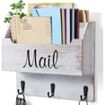 thumbnail image 1 of Mail Organizer Wall Mounted, Wooden Mail & Key Holder for Wall, Hanging Mail Organizer, Retro White Mail Basket for Home Office, 1 of 6