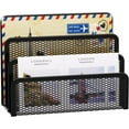 thumbnail image 1 of Mail Organizer for Desk, 3-Slot Mesh Metal Mail Holder countertop, Letter Holder, Office Desktop Envelope and Document Storage Rack (Black), 1 of 12
