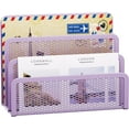 thumbnail image 1 of Mail Organizer for Desk, 3-Slot Mesh Metal Mail Holder countertop, Letter Holder, Office Desktop Envelope and Document Storage Rack (Purple), 1 of 12