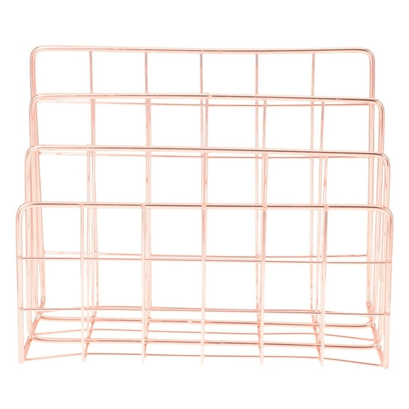 Mail Rack Metal Storage Organization Holder Shelf Office Rose Gold