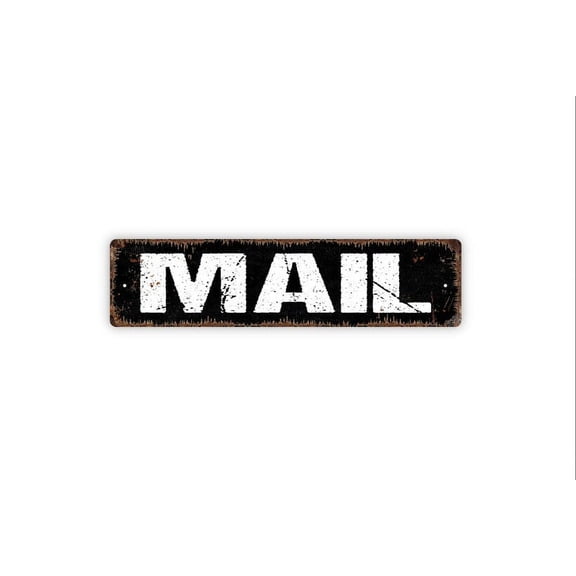 Mail Sign - Mailbox Mailman Leave Packages Here Rustic Street Metal Aluminum Sign or Door Name Plate Plaque - Size: 16 x 4 Inches