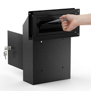 POCHAR Door Drop Box for Mail, Rent, Deposit, and Night Key - Through The Door Locking Steel Mailbox with Rear Access Black