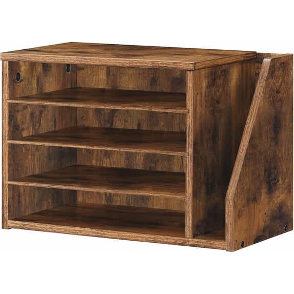 Mail Sorter, Literature Organizer with Adjustable Shelves, Paper Organizer for Office, Home, Wood Countertop File Holders, Mails, Magazines, Rustic Brown