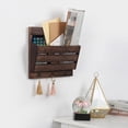 thumbnail image 1 of Mail Sorter Wall Mount Mail & Key Holder Organizer with 3 Key Hooks, Brown, 1 of 3