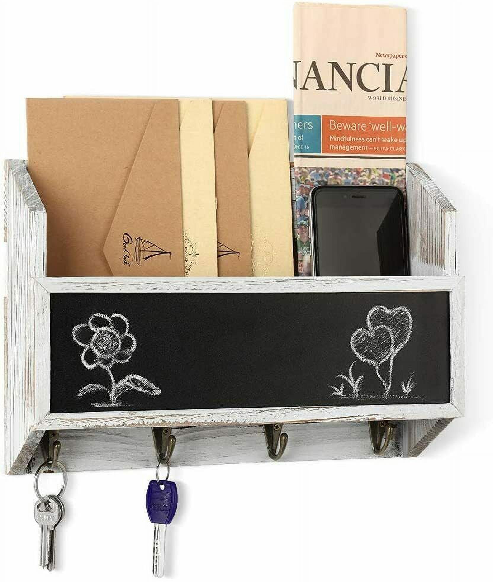 Mail Sorter Wall Mount Mail & Key Holder Organizer