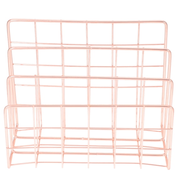 FUEENIRVA Rose Iron Wall-Mounted Mail Organizer Rack for Files, Magazines, Documents Storage and Home Office Use
